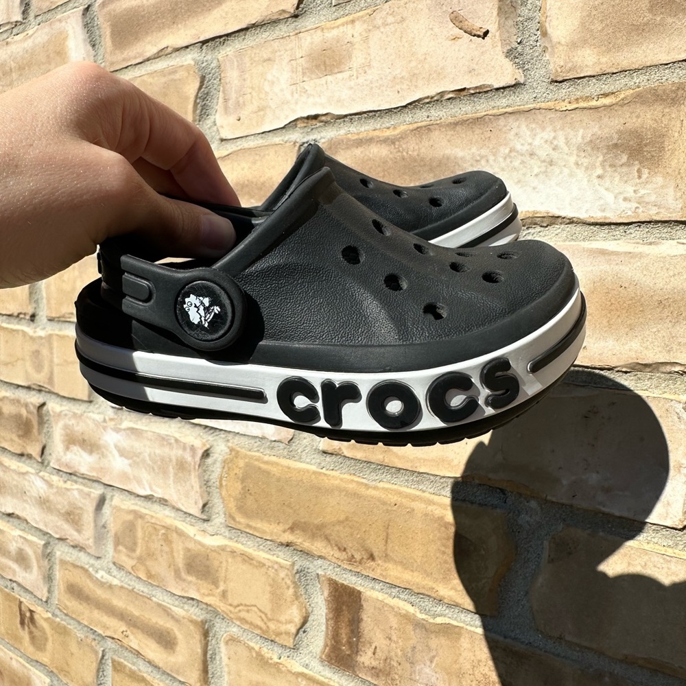 Crocs toddler black bayaband slip on clogs shoes, size C6